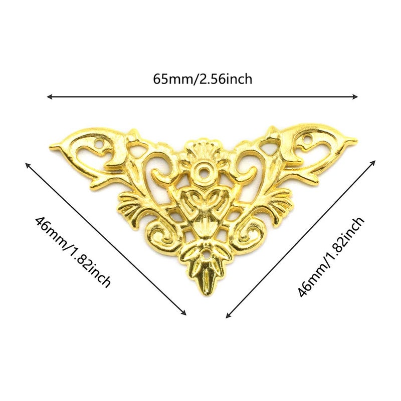 OZXNO Furniture Decorative Edge Cover, OZXNO 8-Pack Vintage Golden Carved Zinc Alloy Corner Protector for Cabinet Jewelry Box Album Drawer - Image 3